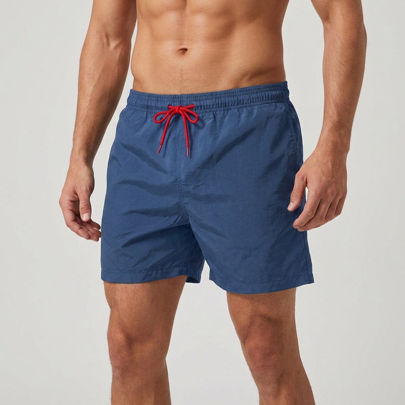 Men's Swim Shorts with Quick-Drying Fabric and Elastic Waist