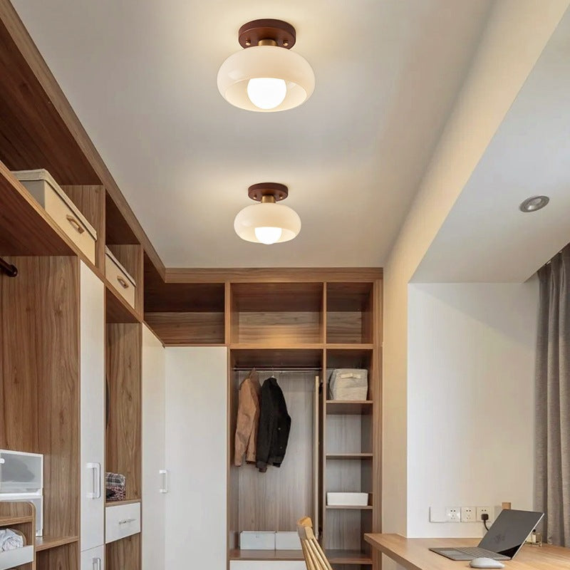 French Bauhaus Ceiling Lamp – Warm Atmospheric Light with Wooden Detail