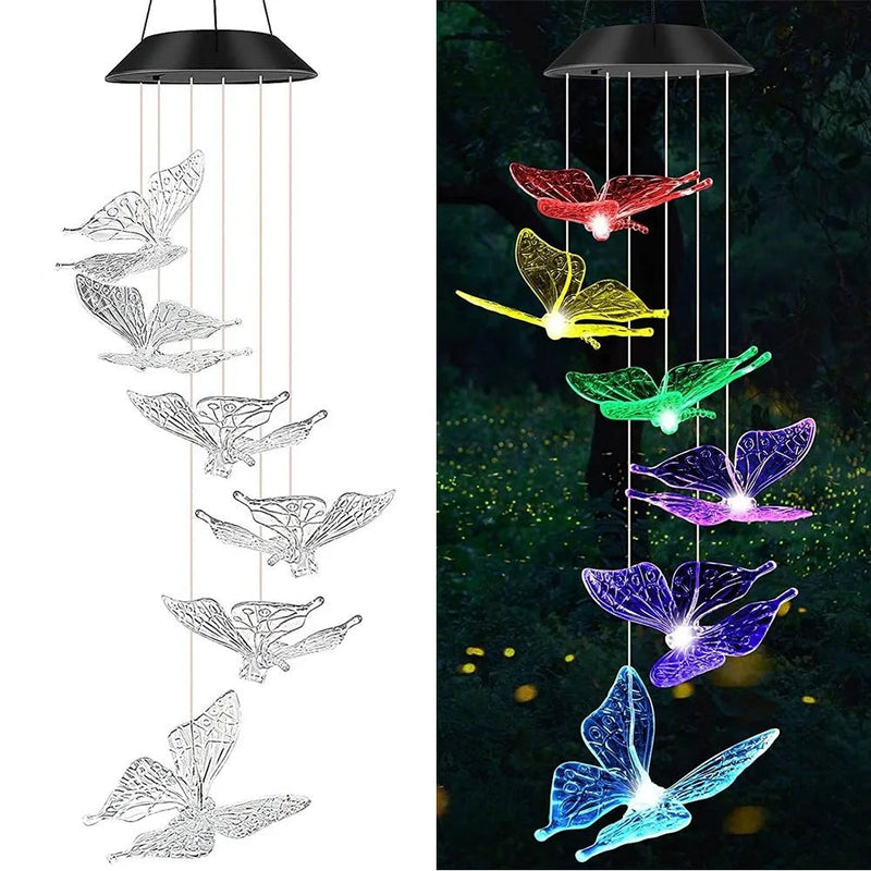 Solar Colour-Changing Butterfly Wind Chime