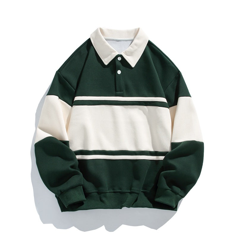 Men's Cotton Blend Polo Sweatshirt with Relaxed Fit and Classic Collar