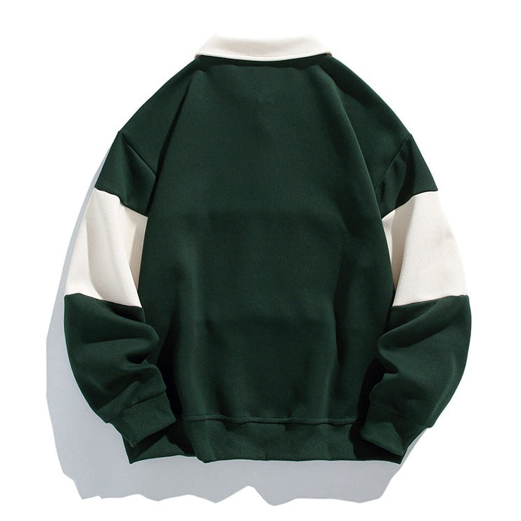 Men's Cotton Blend Polo Sweatshirt with Relaxed Fit and Classic Collar