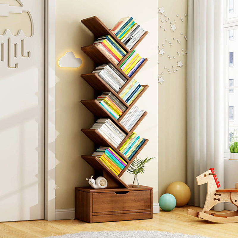 Tree-Style Engineered Wood Bookshelf for Home and Office Storage