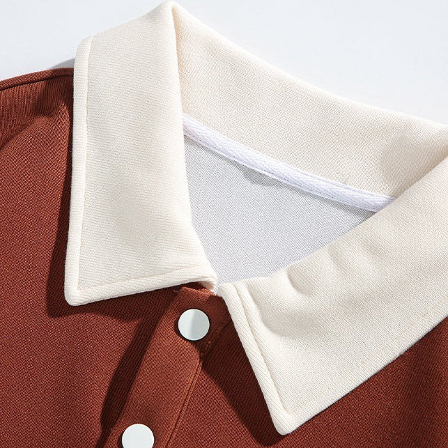 Men's Cotton Blend Polo Sweatshirt with Relaxed Fit and Classic Collar