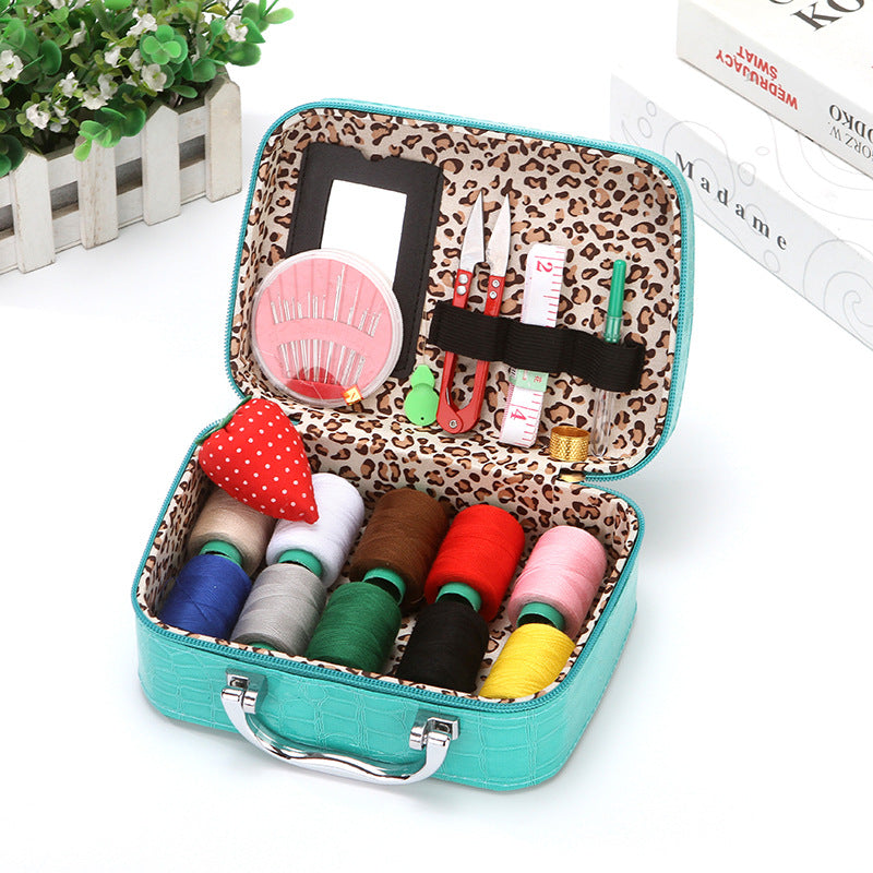 Complete Portable Sewing Kit in Luxury Faux Leather Case – Compact and Practical