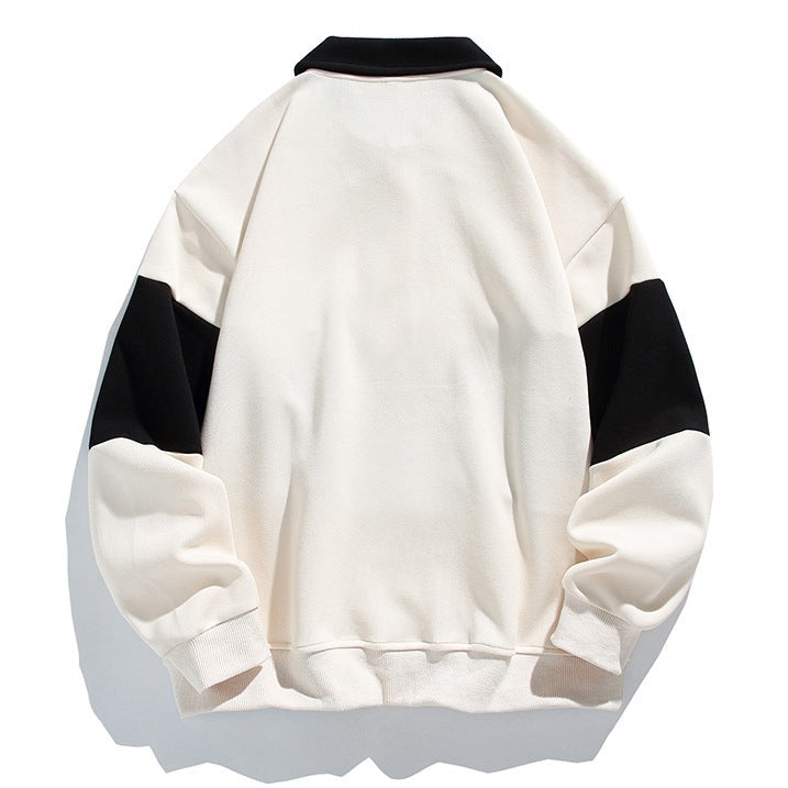 Men's Cotton Blend Polo Sweatshirt with Relaxed Fit and Classic Collar