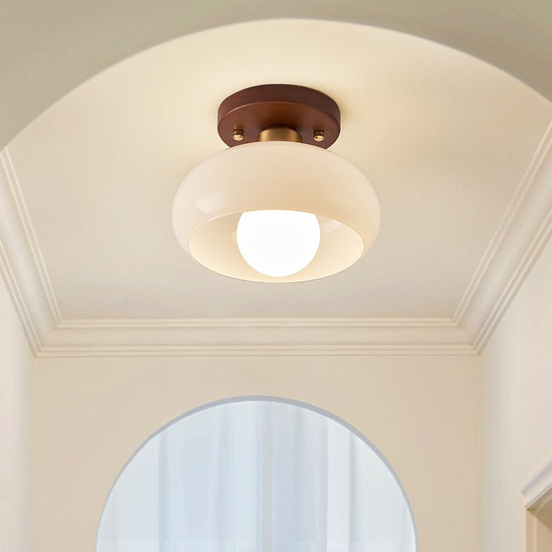 French Bauhaus Ceiling Lamp – Warm Atmospheric Light with Wooden Detail