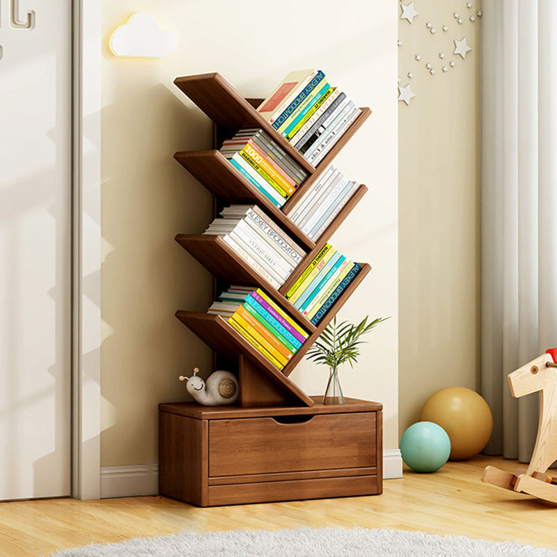 Tree-Style Engineered Wood Bookshelf for Home and Office Storage