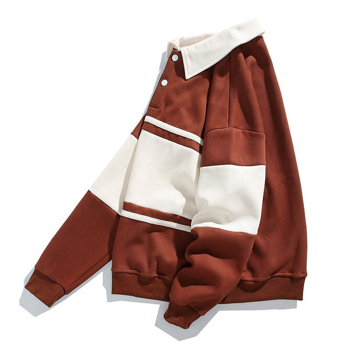 Men's Cotton Blend Polo Sweatshirt with Relaxed Fit and Classic Collar