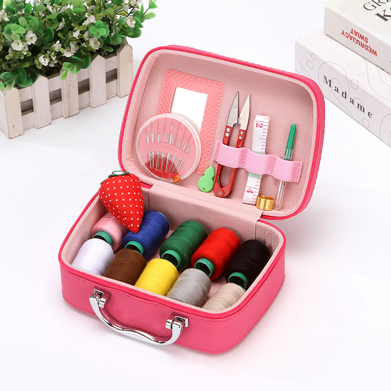 Complete Portable Sewing Kit in Luxury Faux Leather Case – Compact and Practical