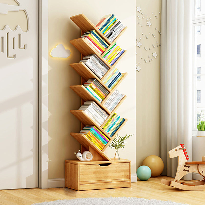 Tree-Style Engineered Wood Bookshelf for Home and Office Storage