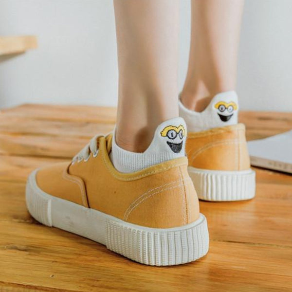Ten-Pair Cotton Trainer Socks with Embroidered Character Details
