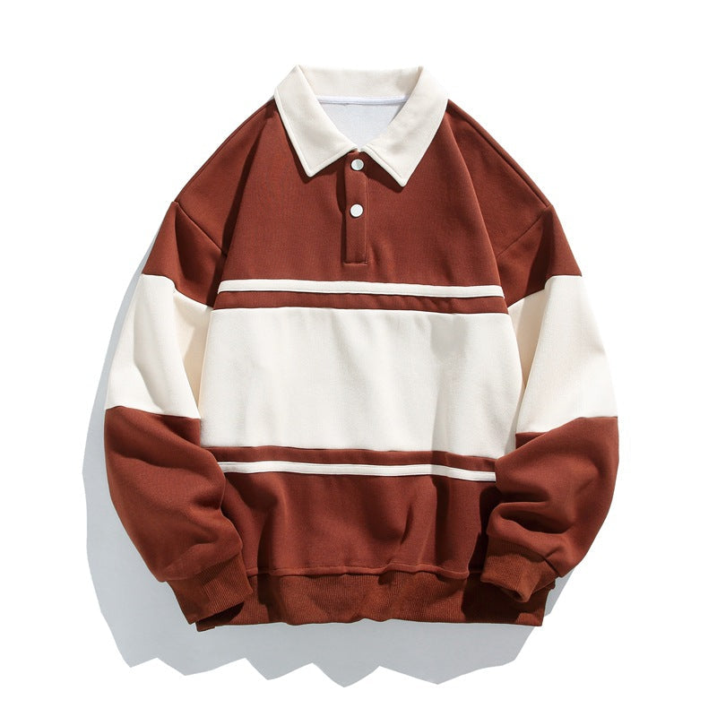Men's Cotton Blend Polo Sweatshirt with Relaxed Fit and Classic Collar