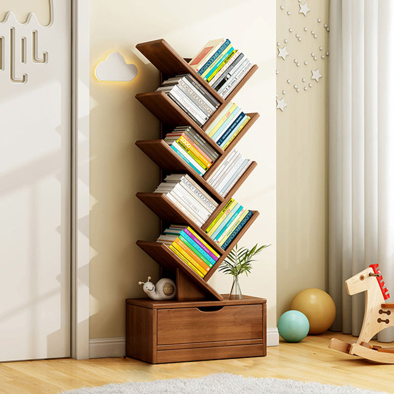 Tree-Style Engineered Wood Bookshelf for Home and Office Storage