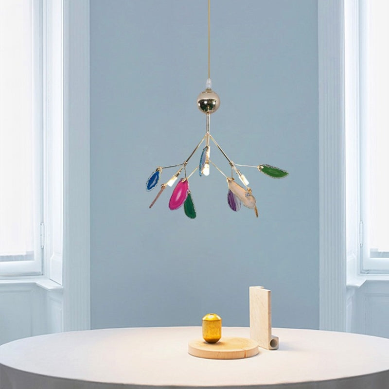 Branch-Style Glass Chandelier with Adjustable Suspension