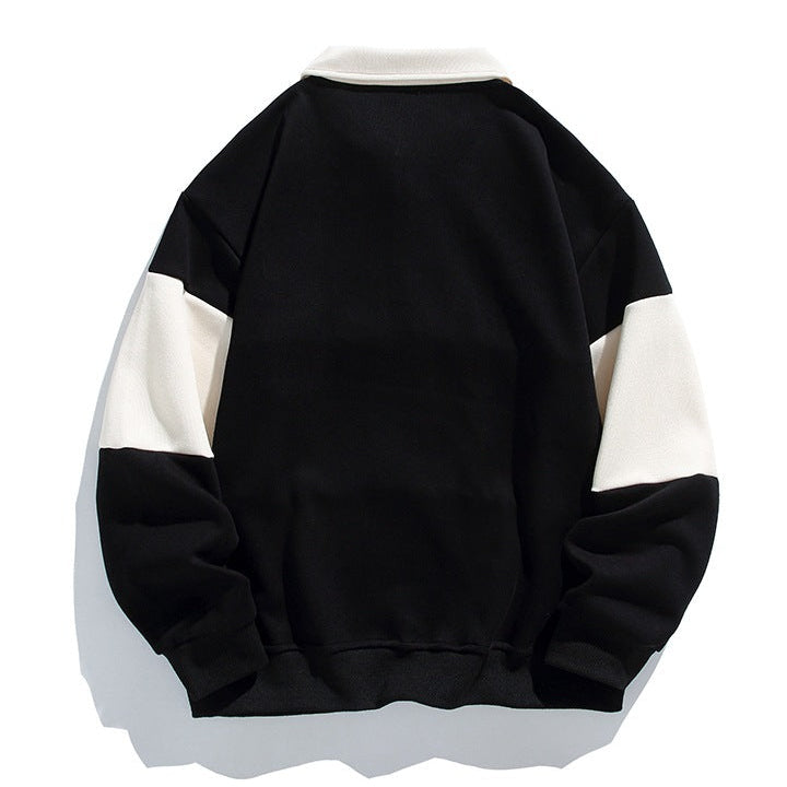 Men's Cotton Blend Polo Sweatshirt with Relaxed Fit and Classic Collar