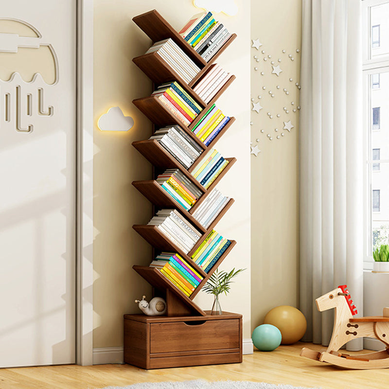 Tree-Style Engineered Wood Bookshelf for Home and Office Storage