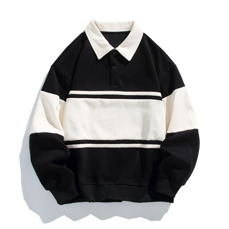Men's Cotton Blend Polo Sweatshirt with Relaxed Fit and Classic Collar