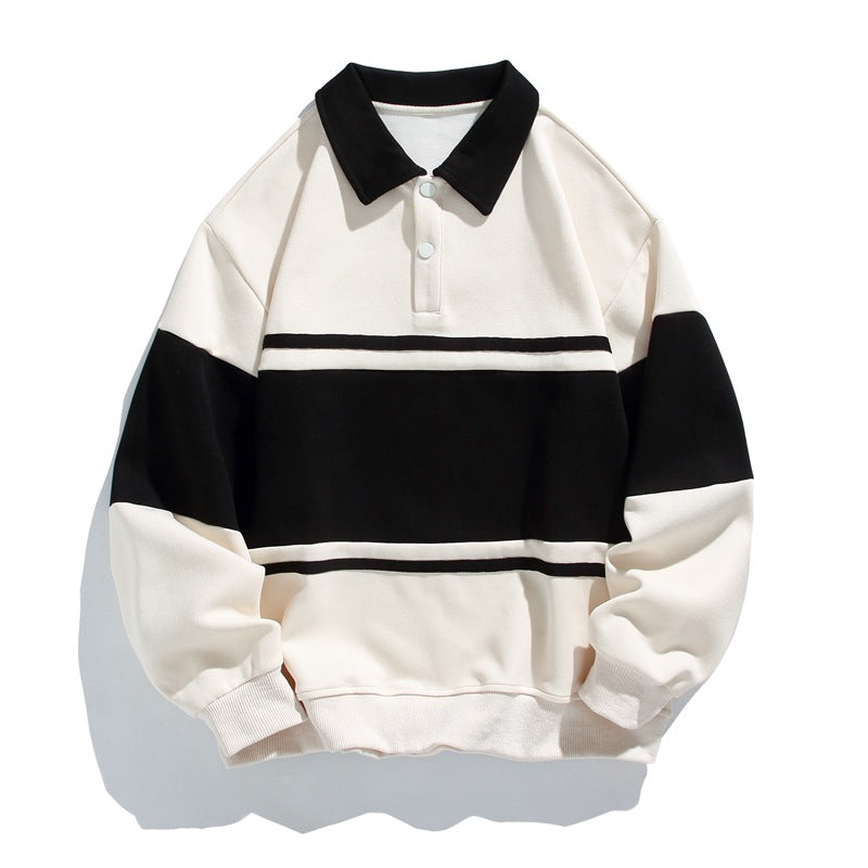 Men's Cotton Blend Polo Sweatshirt with Relaxed Fit and Classic Collar