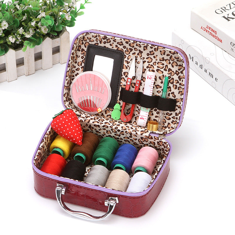 Complete Portable Sewing Kit in Luxury Faux Leather Case – Compact and Practical