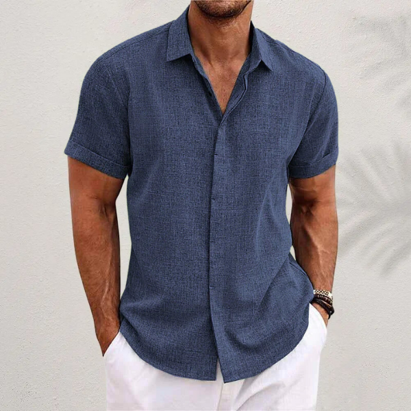 Summer Men's Short Sleeve Shirt with Modern Fit