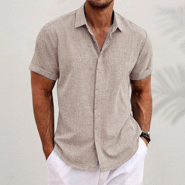 Summer Men's Short Sleeve Shirt with Modern Fit
