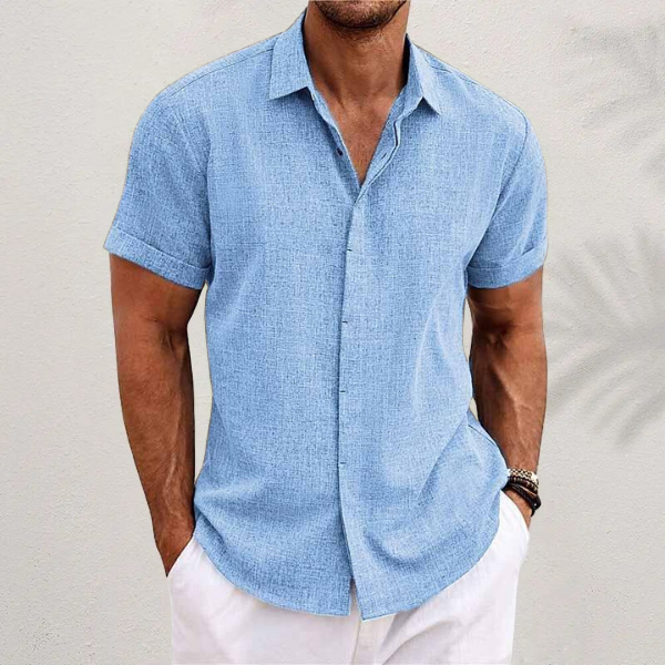 Summer Men's Short Sleeve Shirt with Modern Fit