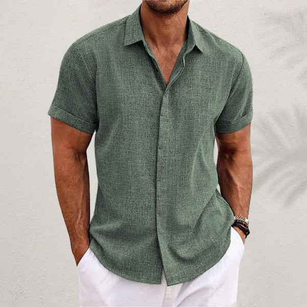 Summer Men's Short Sleeve Shirt with Modern Fit