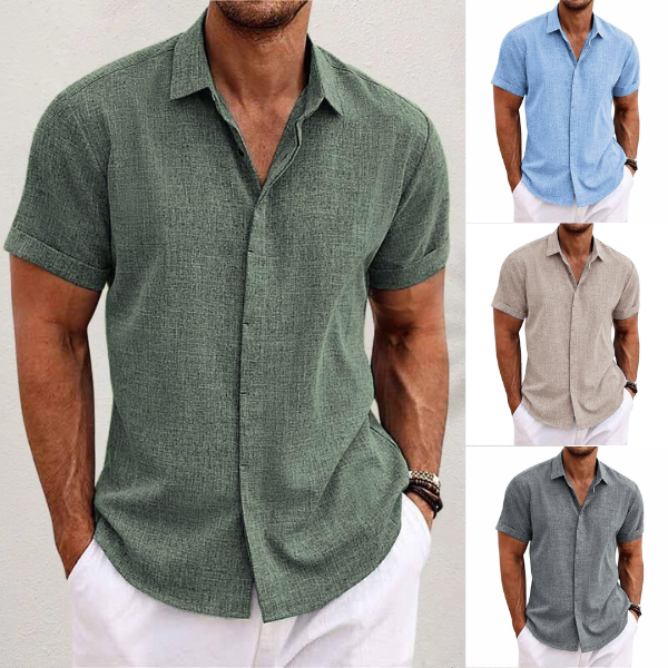 Linen Shirt for Men with Short Sleeves and Breathable Design