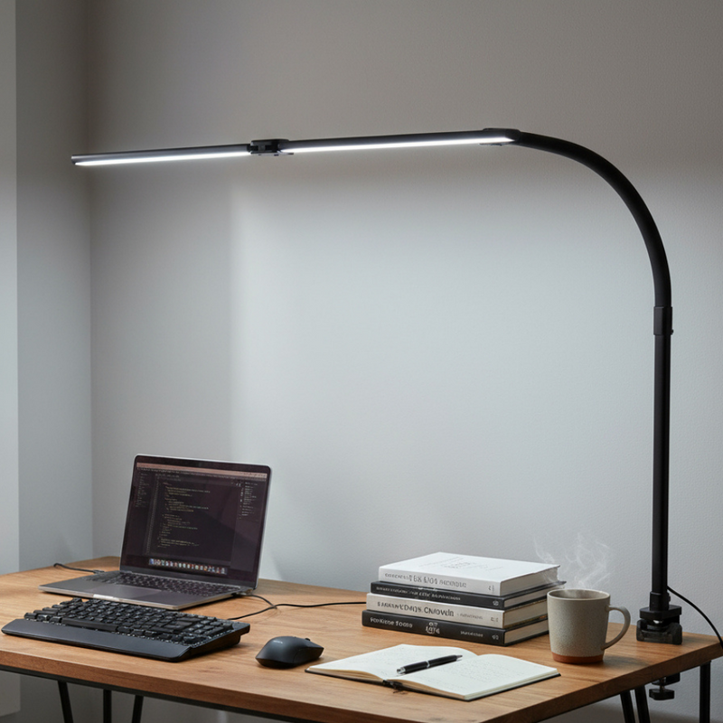 Modern LED Desk Lamp with Dimmable Light Settings and Flexible Arm for Workplace