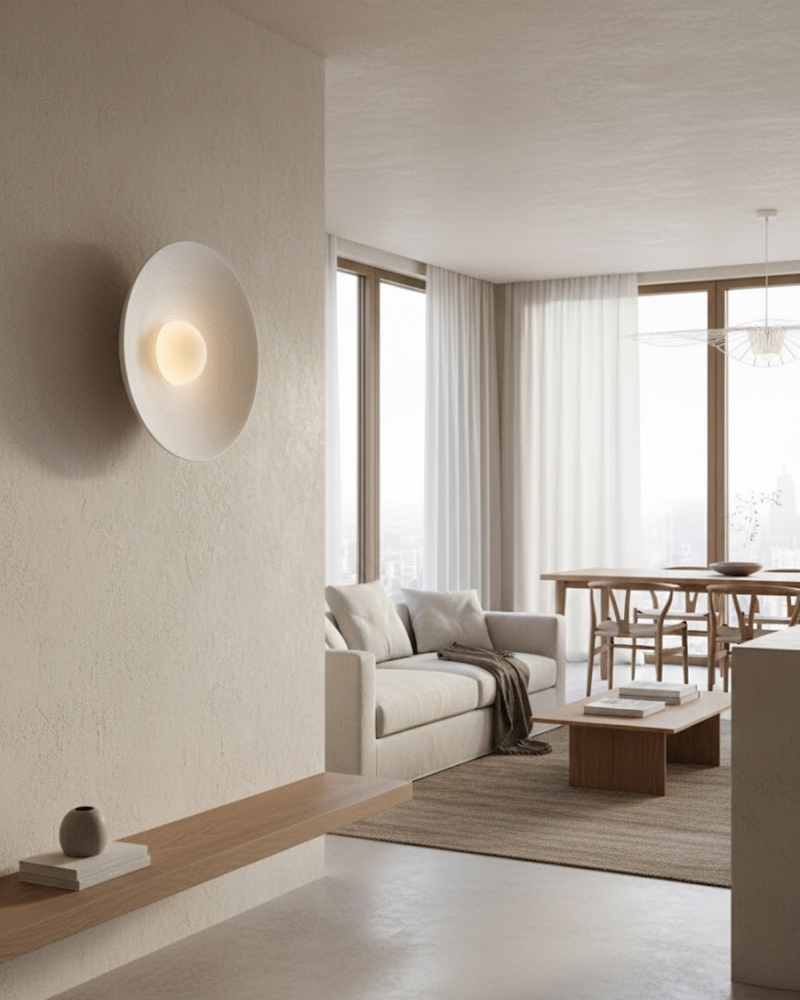 Textured Resin Wall Sconce with Concentric Design & Soft Ambient Glow