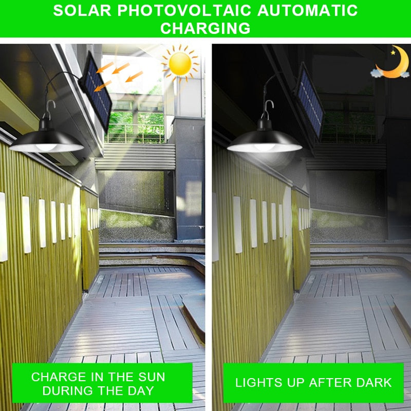 Solar Motion Sensor Hanging Light with Remote Control
