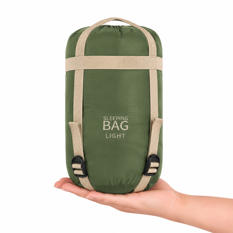 Lightweight Adult Sleeping Bag with Two-Way Zip and Compression Sack