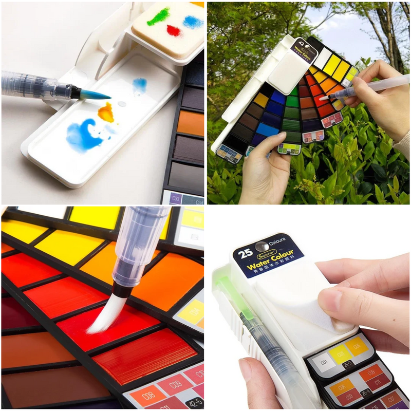 Portable Watercolour Paint Set with Water Brush