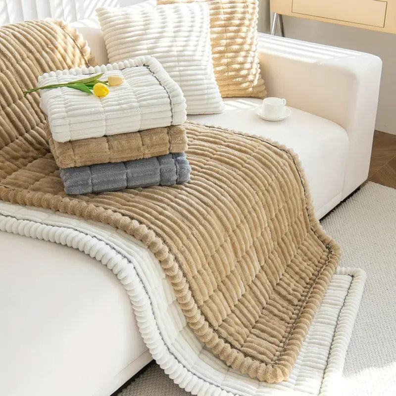 Plush Sofa Protector Mat with Fleece Texture and Non-Slip Backing