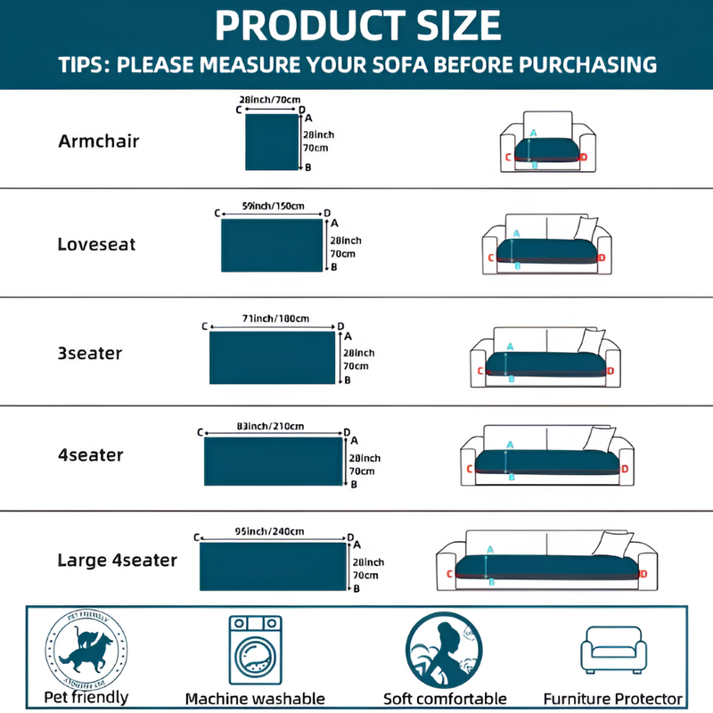 Quilted Sofa Protector with Non-Slip Underside