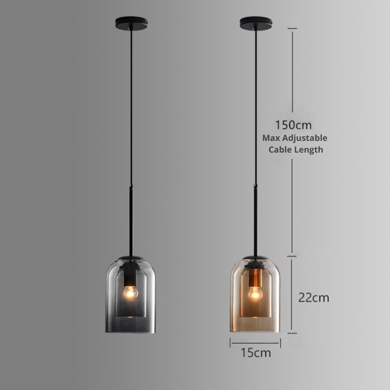 Mid-Century Double-Glass Pendant Light for Dining Spaces
