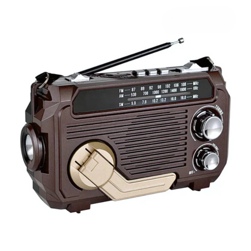 Emergency Radio with Dynamo and Solar Panel for Reliable Communication and Lighting