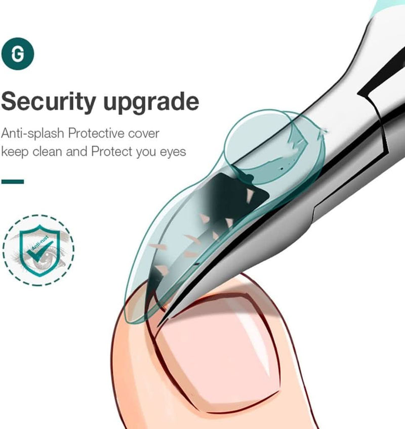 Ergonomic Toenail Clipper with Curved Cutting Edge and Anti-Splash