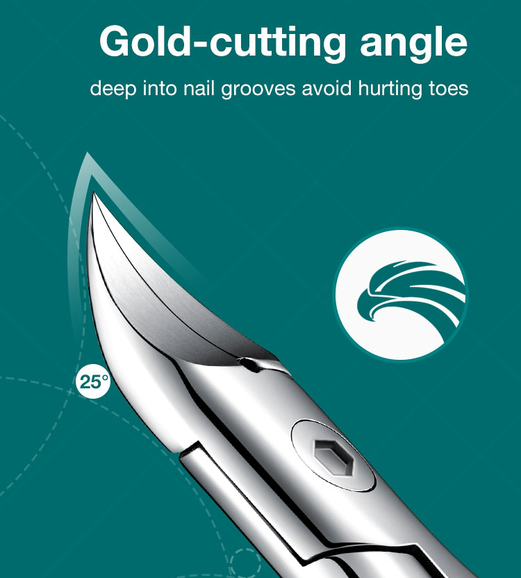 Ergonomic Toenail Clipper with Curved Cutting Edge and Anti-Splash