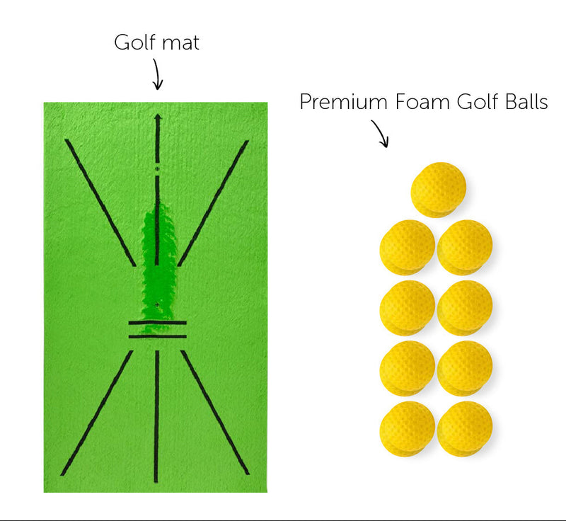 Golf Swing Training Mat with Impact Feedback & Alignment Guides