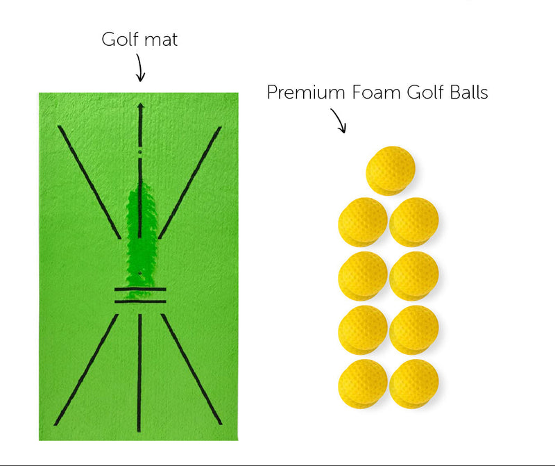 Golf Swing Training Mat with Impact Feedback & Alignment Guides