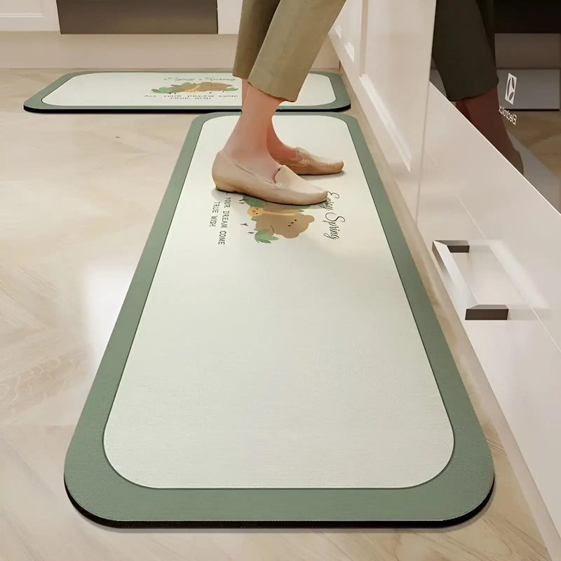 Cushioned PVC Kitchen Floor Mat with Foam Filling and Patterned Finish