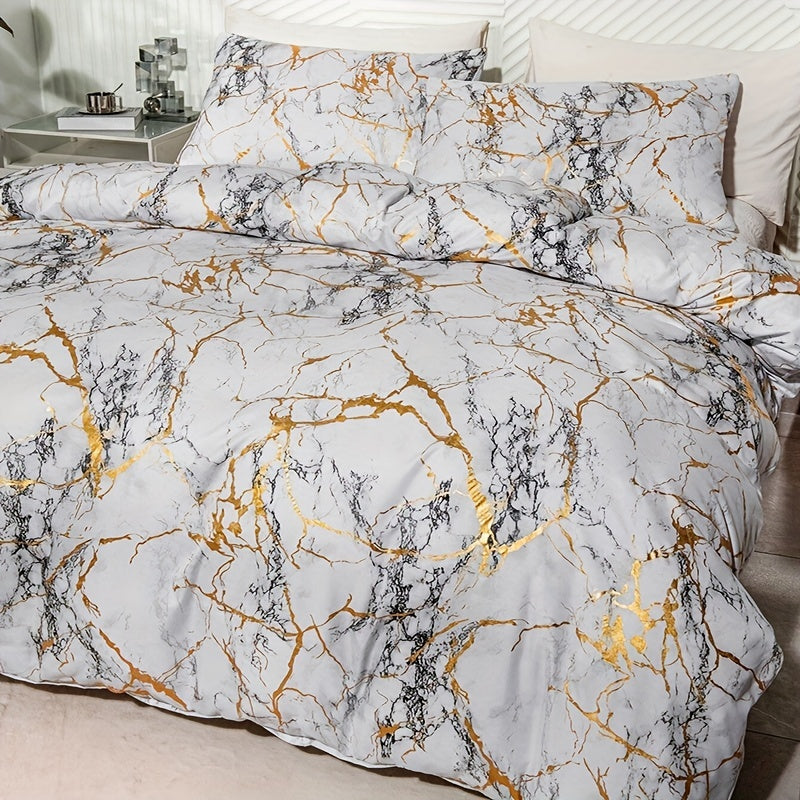 Luxury Duvet Cover with Marble Pattern for Comfortable and Stylish Sleep