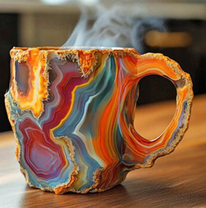 Gemstone Inspired Crystal Mug with Sculptural Finish