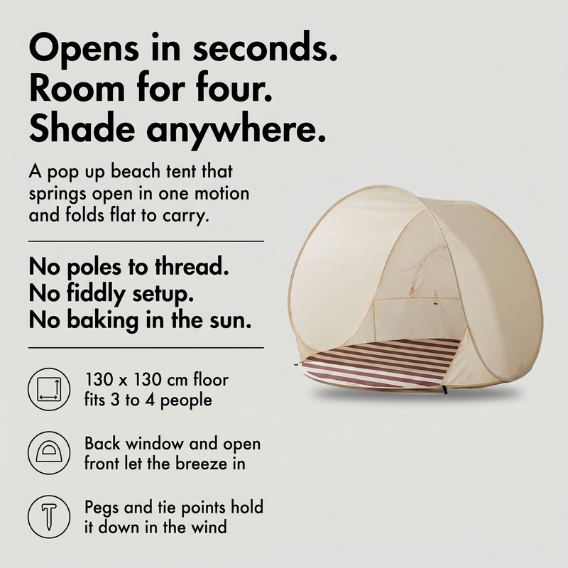 Instant Pop-Up Beach Tent with Ventilated Shade Design