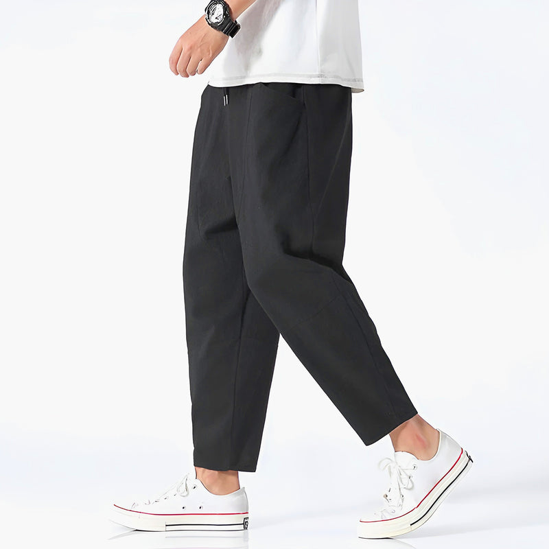 Cropped Men's Trousers in Cotton-Linen – Breathable, Comfortable, and Relaxed