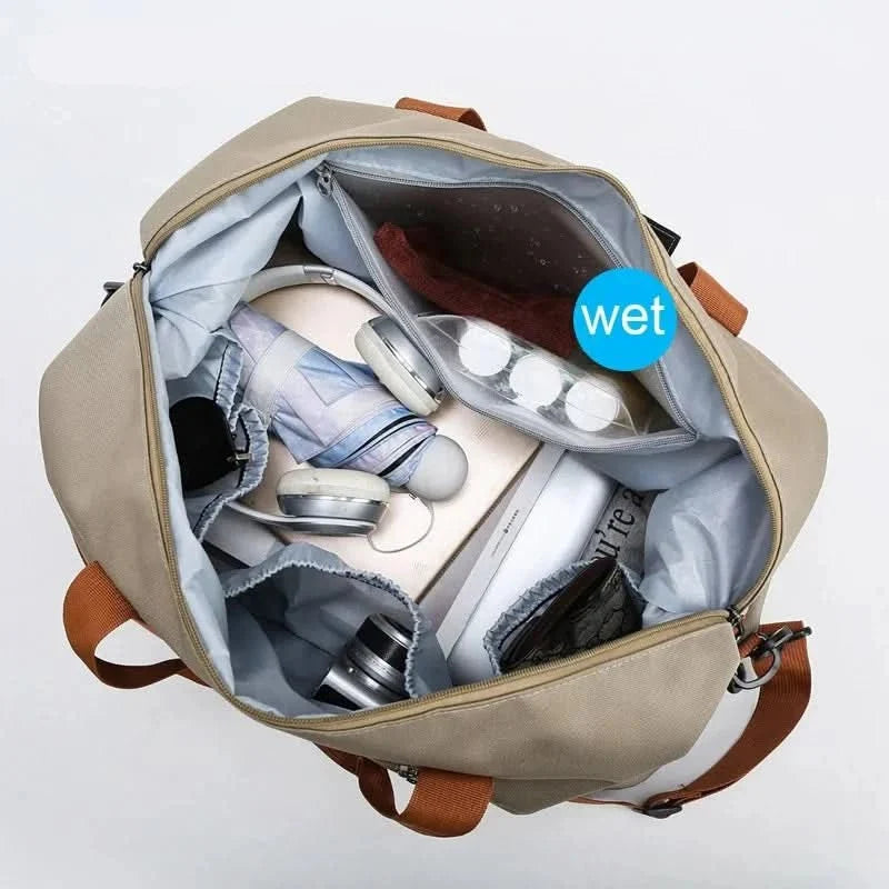 Travel and Gym Duffel Bag with Shoe Compartment and Wet-Dry Pocket
