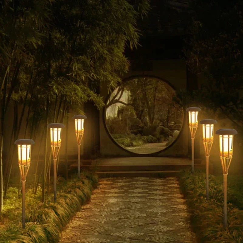 Solar Flickering Flame Garden Torch Set