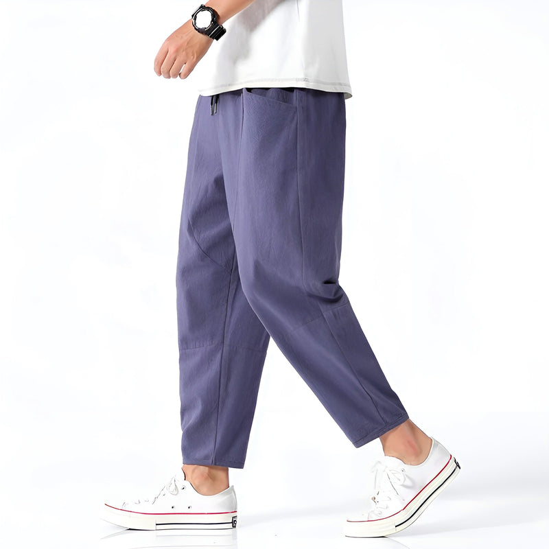 Cropped Men's Trousers in Cotton-Linen – Breathable, Comfortable, and Relaxed