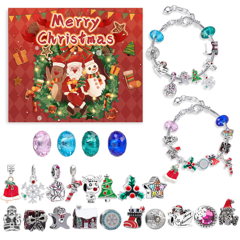 24-Day Christmas Jewellery Advent Calendar with Bracelet & Festive Charms